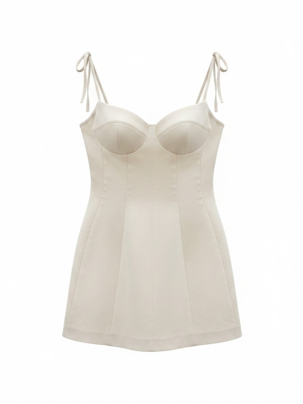 Zara Cream Bustier Tie-Shoulder Slip Dress SZ M